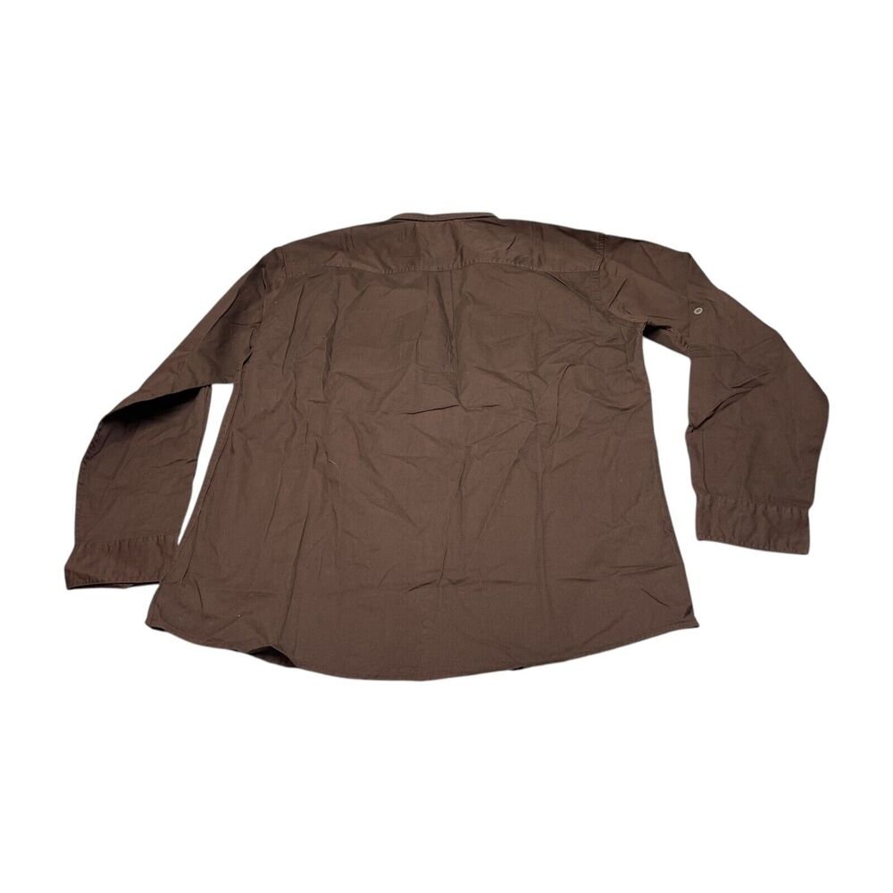 Haband Shirt Men Medium Brown 100% Cotton Pockets Collared Long Sleeve Button-Up - Picture 2 of 6